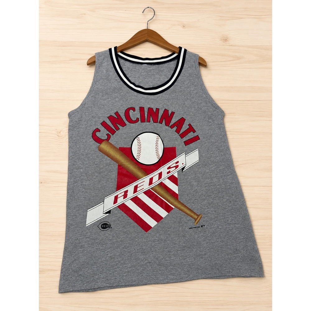 Vintage 1994 Cincinnati Reds Artex MLB Graphic Tank Top Gray Men's XL USA